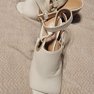 Calvin Klein Women's Cream Mules with Gold Accents